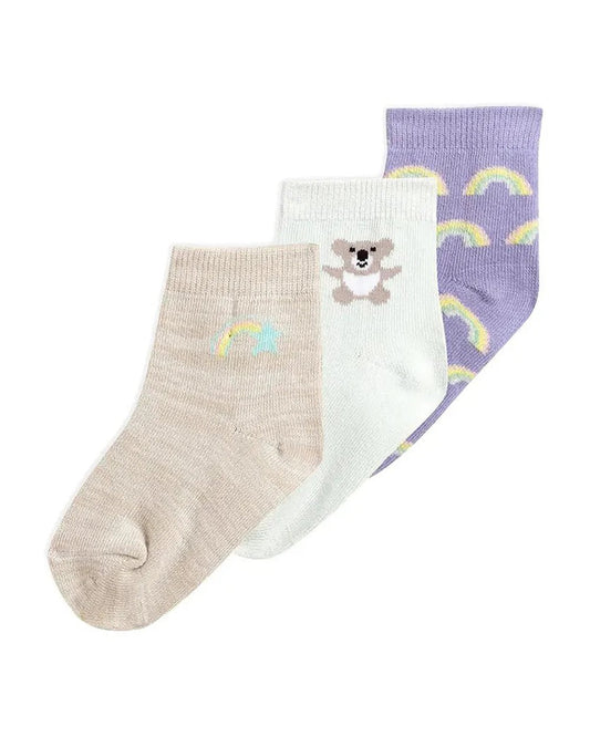 Playful Prints Multi-Color Socks Set – Cotton Blend, 3 Pairs Mid-Ankle Socks