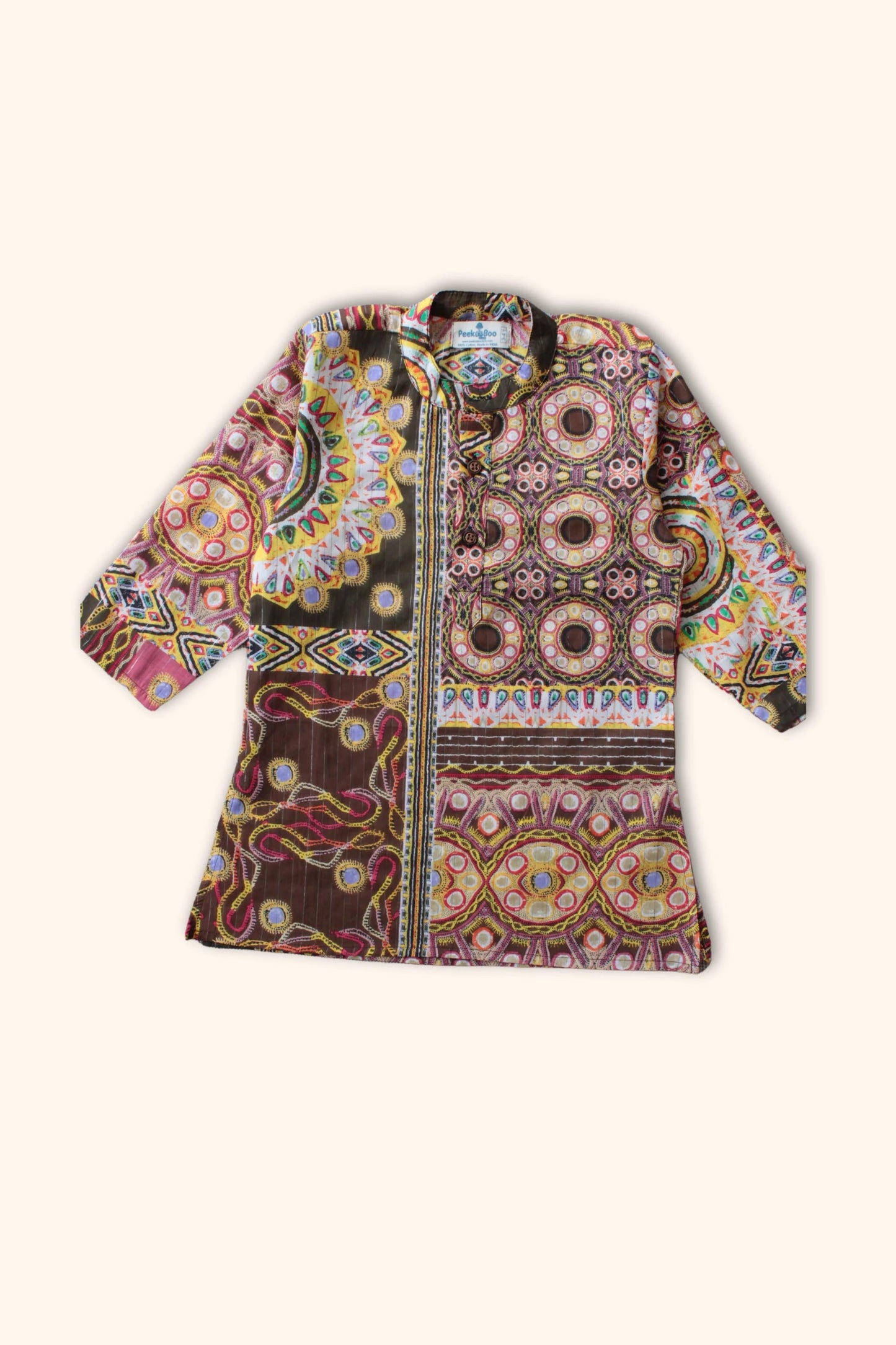 Festival Vibes Peekaboo Kurta Pyjama Set – Soft Cotton, Mandarin Collar, Full Sleeve Style for Boys