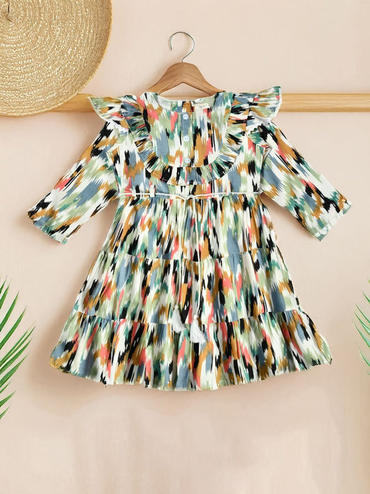 Twirl-Worthy: All-Season Cotton Party Dress with Back Button Closure