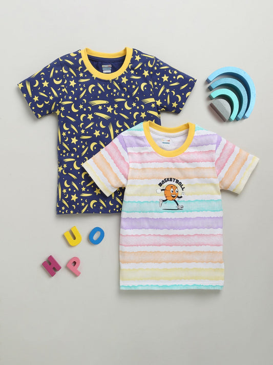 Bumzee’s vibrant boys’ T-shirts: comfy cotton, half sleeves, and all-over basketball fun!