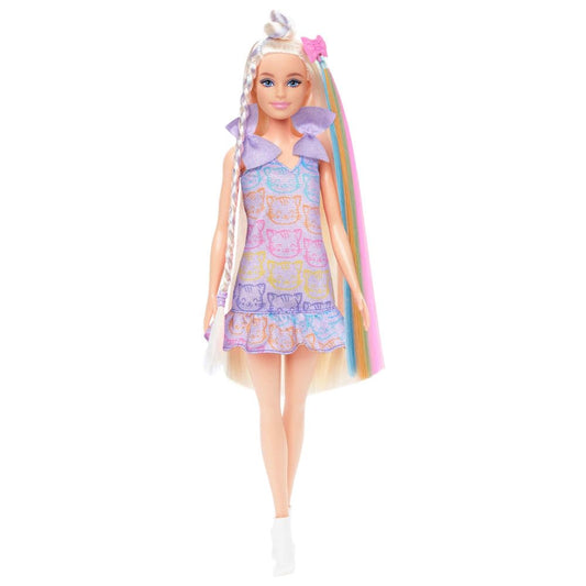Barbie Fun & Fancy Doll – Blonde with Extra-Long Hair, Silver Dress & Hair Extension, 2 Fashion Looks, Accessories Included