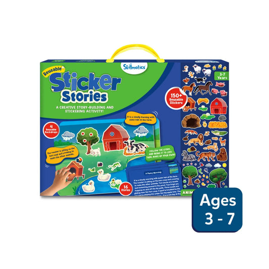 Skillmatics Reusable Child Safe Sticker Activity – Creative Story-Building Toy with 150+ Stickers, Educational Travel Gift for Ages 3–7