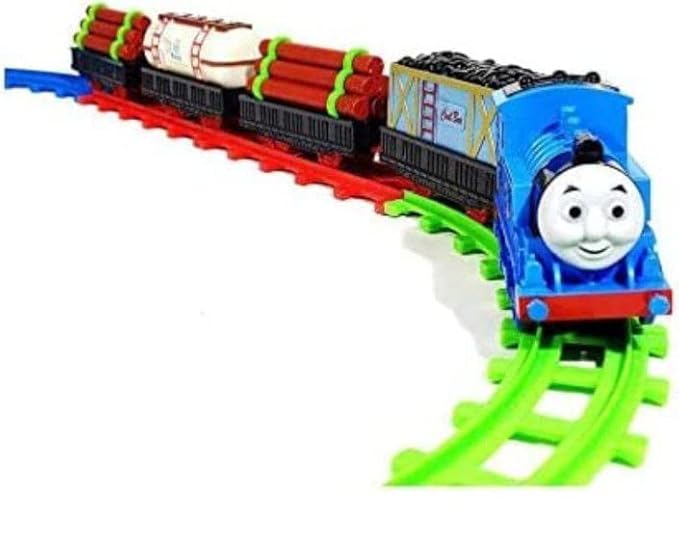 Thomas Cartoon Train Combination Track 14 Pcs Toy Train Set for Kids for Playing Indoor Games (Multi Color) (14 pcs)
