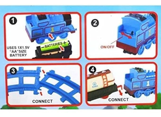 Thomas Cartoon Train Combination Track 14 Pcs Toy Train Set for Kids for Playing Indoor Games (Multi Color) (14 pcs)
