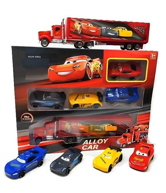 Die Cast Racers Series Metal Car Vehicles Play Set for Kids (4 Cars with Truck)