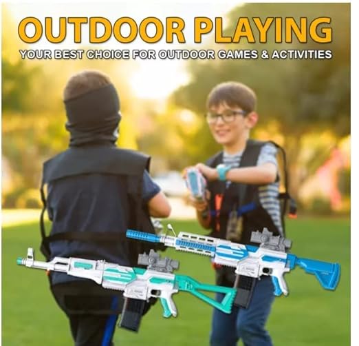 AK47 Electric Burst Gun Toy Assault Rifle Model with See Through Scope Motorized Storm Shooting Carbine Foam Dart Gun Toy (Assorted Color)