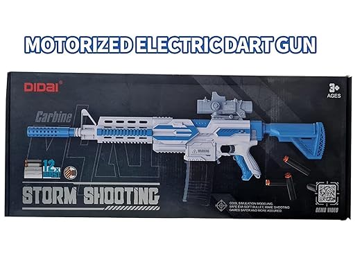 AK47 Electric Burst Gun Toy Assault Rifle Model with See Through Scope Motorized Storm Shooting Carbine Foam Dart Gun Toy (Assorted Color)