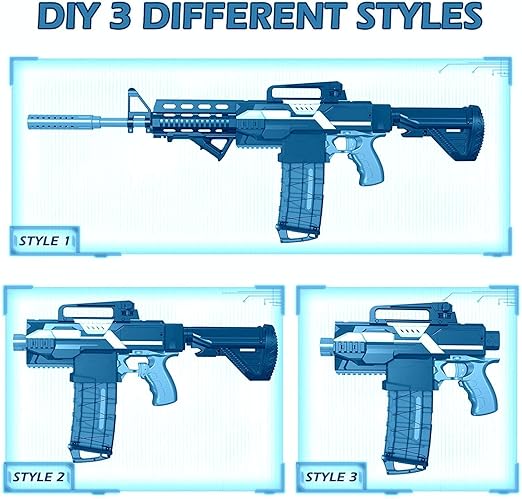 AK47 Electric Burst Gun Toy Assault Rifle Model with See Through Scope Motorized Storm Shooting Carbine Foam Dart Gun Toy (Assorted Color)