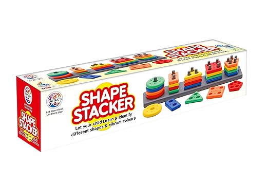 Ratna's Shape Stacker Geometric Blocks Stacker Shape Sorter Column Puzzle Stacking Set for Kids