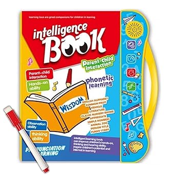 Intelligence Book English Letters & Words Learning Sound Book Fun Educational Toys Activities with Numbers Shapes Animals Phonetic Learning Book for Toddlers toy for kids
