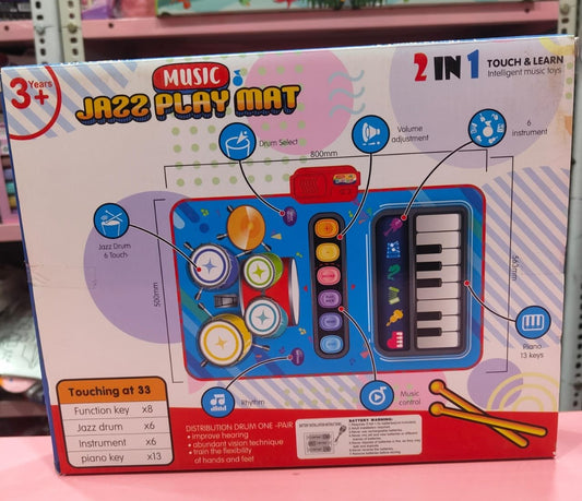 Toddler Musical Play Mat – Montessori Piano & Drum Set with 13 Keys & 6 Instruments