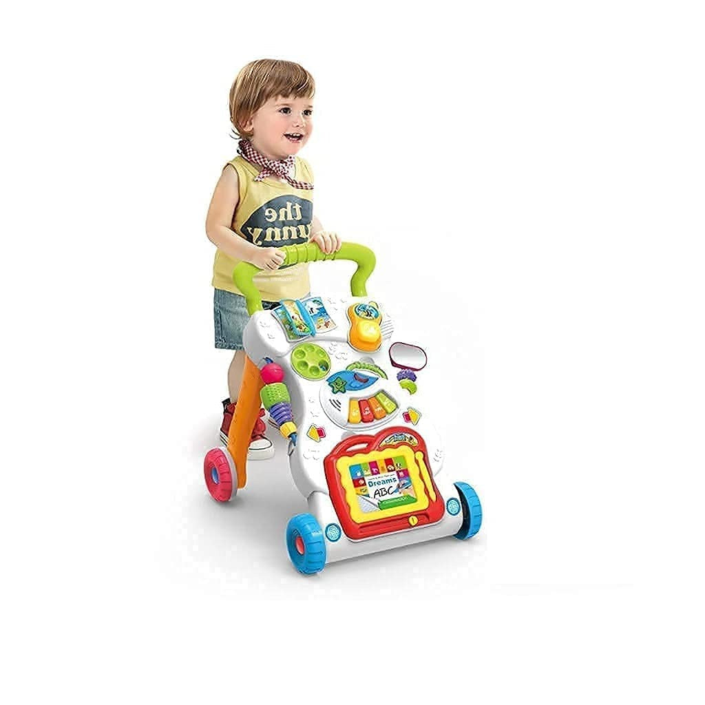 Kid Toy Children Musical Walker Push & Pull Toy for Toddlers & Kids Baby Activity Walker Toy Comes with Two Patterns Sit and Play Stand and Walk (Multi)