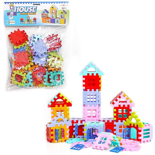 EKTA House Building Blocks with Windows Set-1 Building Blocks for Kids Block Game for Kids (Multicolor Big Size) - 72 Pieces
