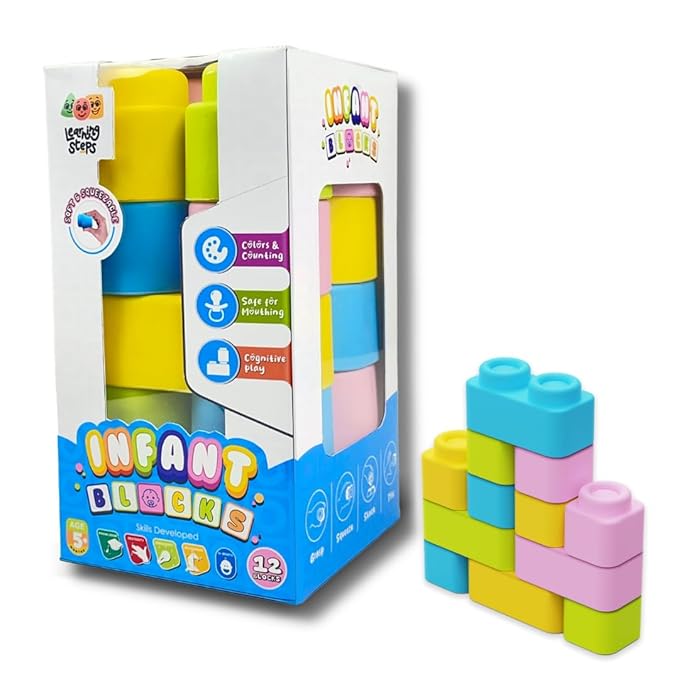 12-Piece Soft Montessori Blocks for Early Development & Sensory Exploration