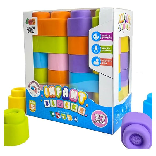 Learning Steps - Infant Blocks-3 Montesorri Toys for Babies Early Development Soft Building Blocks Block Sets Colors and Counting Premium Blocks Stack Toy Toddler Block Toys