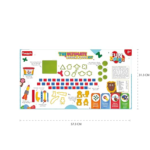 Fundough Funskool Playset Ultimate Dough and Tool Kit enhances Creativity and Imagination Make Various Shapes Patterns and Characters Multicolour Dough Toy Shaping Sculpting 3 Years
