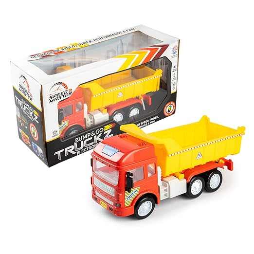 RATNA'S Electronic Dumper Truck Toy Self-Moving with Lights and Sounds 29 cm Big Size Plastic Construction Toy Vehicle for Kids to Play