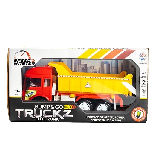 RATNA'S Electronic Dumper Truck Toy Self-Moving with Lights and Sounds 29 cm Big Size Plastic Construction Toy Vehicle for Kids to Play