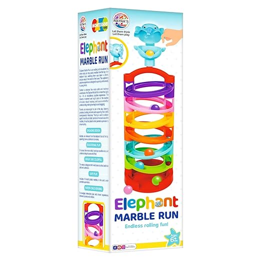 Ratna's Plus Elephant Marble Run Endless Rolling Fun Toy for Ages 6