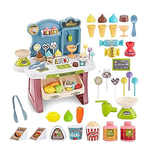 Mini Super Market  - 33 Pieces with food shop & icecream shop with Sound Effect for Kids