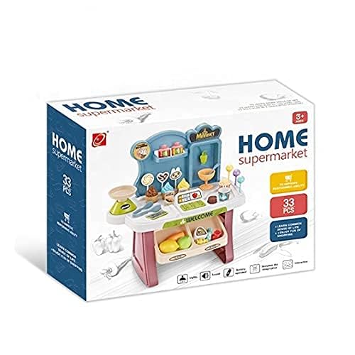 Mini Super Market  - 33 Pieces with food shop & icecream shop with Sound Effect for Kids