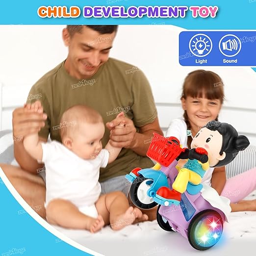 Musical Toy for Kids 360 Degree Rotating Stunt Tricycle Dancing Doll Bump and Go with 4D Lights Dancing Sound Toy Battery Operated Toys for 1 Year Old Kids Boys Girls Multicolor