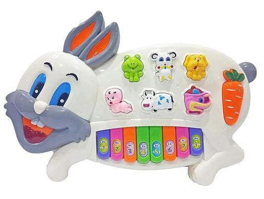 Musical Rabbit Piano Toy with Flashing Light & Sound for Kid Early Development Musical Toy