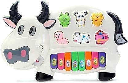 Best Kids Baby's Musical Piano Toys - with 3 Modes Animal Sounds Flashing Light & Sound for Kid Early Development Musical Toy (Cow Piano)