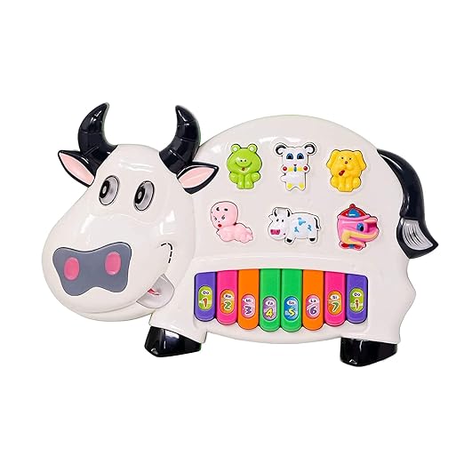 Best Kids Baby's Musical Piano Toys - with 3 Modes Animal Sounds Flashing Light & Sound for Kid Early Development Musical Toy (Cow Piano)