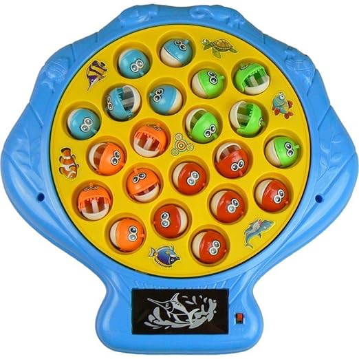 Fish Catching Game Rotating Musical Fishing Game for Kids Boys and Girls with 21 Fishes and 4 pods--Assorted Color