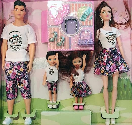 Lumo Special Family Set Doll with Mom Dad Son and Daughter Doll Set Ken Couple