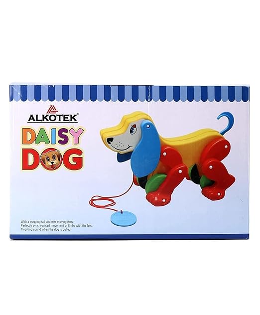 Daisy Dog with Pull Rope Generates Ting Ting Sound Pull Along Large Animal Pet Toy for Kids