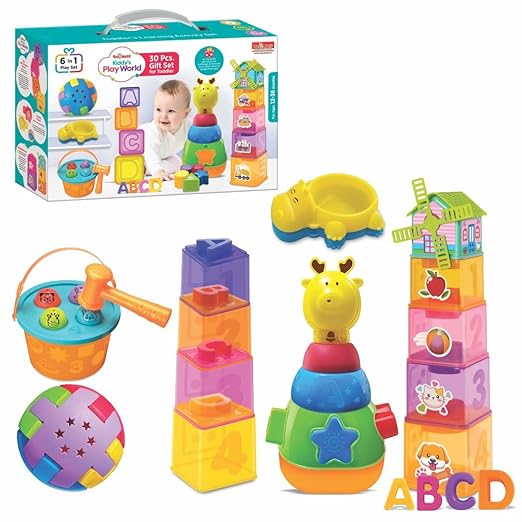 Toymate Kiddy’s Play World – 6-in-1 Toddler Activity Set – Develops Reasoning & Motor Skills