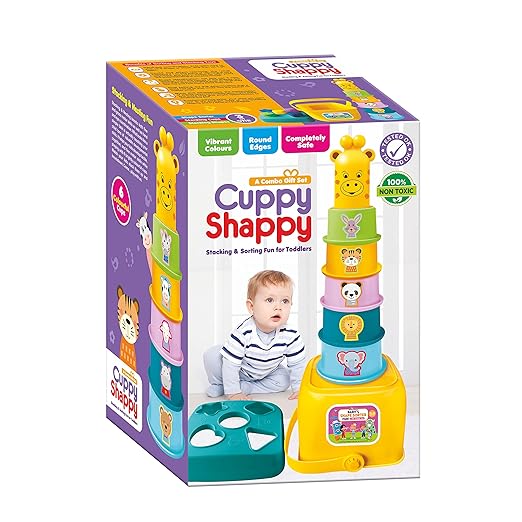 Toymate Cuppy Shappy- All In 1 Sorting Stacking Nesting Cups Shapes&Color Toy Games Montessori Activity Blocks Puzzles