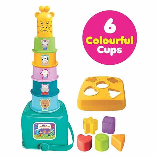 Toymate Cuppy Shappy- All In 1 Sorting Stacking Nesting Cups Shapes&Color Toy Games Montessori Activity Blocks Puzzles