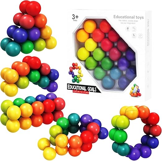 3D Puzzle Ball – Rainbow Sensory Fidget Toy for Kids – Stress Relief, Autism-Friendly