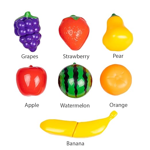 Ratna's Chop-N-Play Fruit & Veggie Kit with Tray 15 Pcs Sliceable Cutting Fruits and Vegetables Chopping Board & Knife Kids Play Set Kitchen Pretend Play Toys for Kids