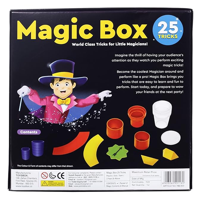 Toysbox Magic Box – 25 Fun Magic Tricks for Kids | Party Game & Gag Toy | Perfect Birthday Gift for Boys and Girls | Multi-Color