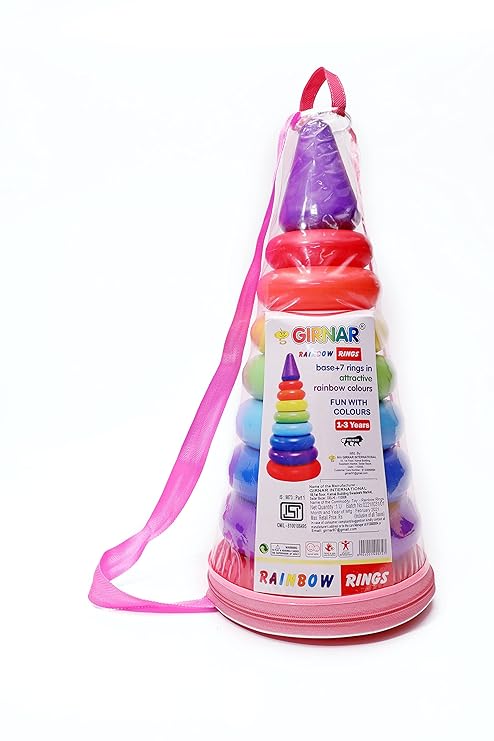 UA Toys Girnar Rainbow Stacking Rings in Poly Bag for Kids and Toddlers (Multicolor)