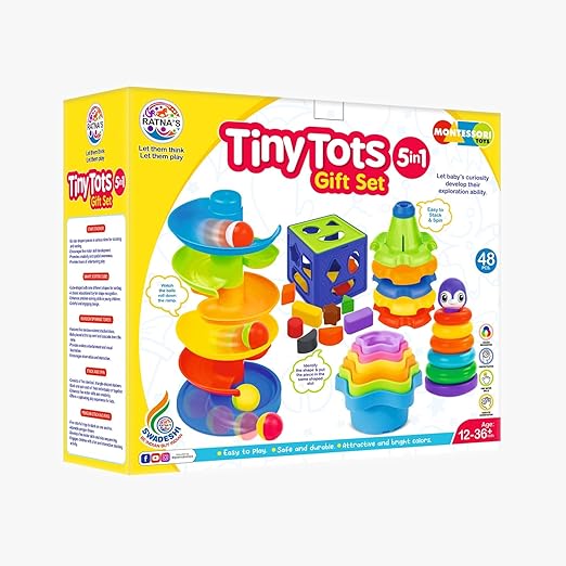 5-in-1 Kinder Gift Set – Rainbow Spinning Tower & Shape Sorter – Montessori Toys
