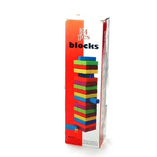 Colourful Wooden 54-Block Puzzle Game – Dice Play for Indoor or Outdoor Fun