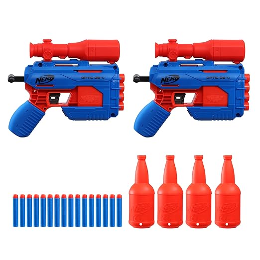 Nerf Alpha Strike Optic QS-4 Duel Targeting Set 22-Pieces Includes 2 Blasters 4 Half-Targets 16 Official Darts Multicolor