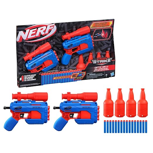 Nerf Alpha Strike Optic QS-4 Duel Targeting Set 22-Pieces Includes 2 Blasters 4 Half-Targets 16 Official Darts Multicolor