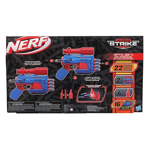 Nerf Alpha Strike Optic QS-4 Duel Targeting Set 22-Pieces Includes 2 Blasters 4 Half-Targets 16 Official Darts Multicolor