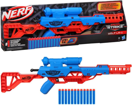Nerf Alpha Strike Wolf LR-1 Blaster – Scope & 12 Darts – Fun Target Game for Kids & Teens