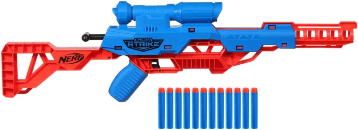 Nerf Alpha Strike Wolf LR-1 Blaster – Scope & 12 Darts – Fun Target Game for Kids & Teens