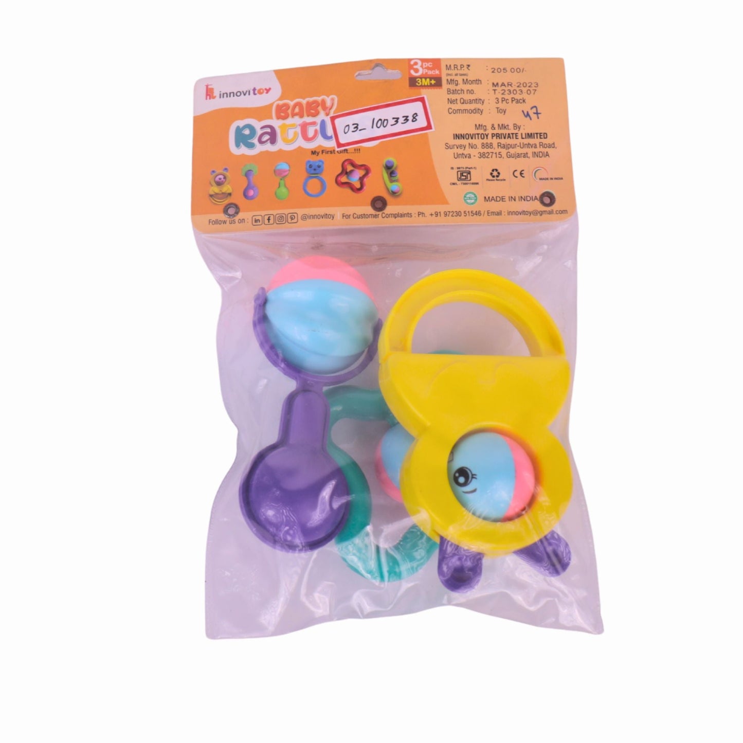 BABY RATTLES 3‑PC SET INNOV" – Bright, Safe & Sensory‑Rich Play for Little Hands