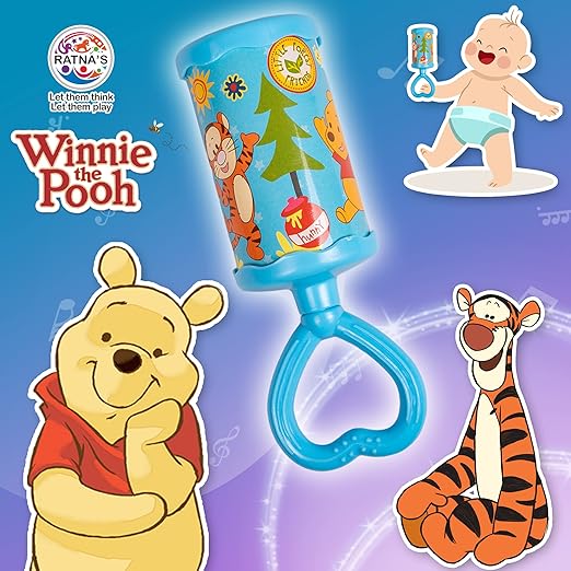 Ratna’s Winnie-the-Pooh Baby Rattle – Sweet Melodic Sound – Safe & Non-Toxic for Infants
