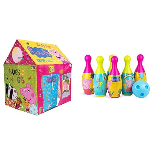 iToys Peppa Pig Kids Playhouse Tent with Bowling Set – Fun Pretend Play for Ages 3+