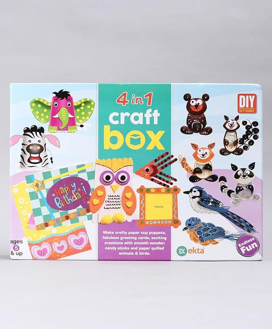 Ekta 4 in 1 Craft Box for Kids Craft Activity Game for Kids Exciting Game for Children -Multicolour